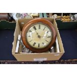 A 19th Century wall clock with weight and pendulum,