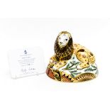 Royal Crown Derby Nemean Lion, limited edition 138/750, with certificate, 1st quality, gold stopper,