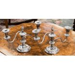 A pair of silver plated 2 branch candelabra