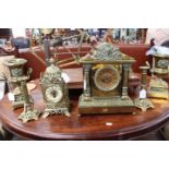 Two brass mantle clocks,