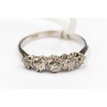 A Victorian five stone graduated old cut diamond ring, set in 18ct white gold,