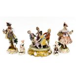 Collection of European figures including Royal Crown Derby pair