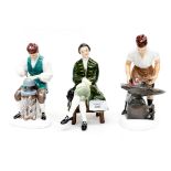 Three Doulton Williamsburge figures silver smith/black smith gentleman