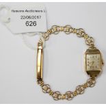 A ladies 9ct Swiss watch with fancy link,