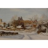 Alan Ingham signed limited edition print, depicting a Winter village scene,