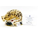 Royal Crown Derby Endangered Species Savannah Leopard, limited edition 666/1000, with certificate,