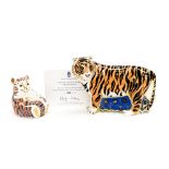 Royal Crown Derby Siberian Tiger, limited edition 666/750 with certificate, with Tiger Cub,