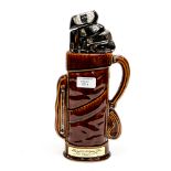 Ballantines ceramic liquor bottle, in the form of a golf bag and clubs,