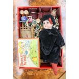 Toys including early 20th Century or late 19th Century dolls house furniture, bisque headed dolls,
