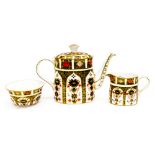 Royal Crown Derby Imari 1128 three piece tea service, teapot,