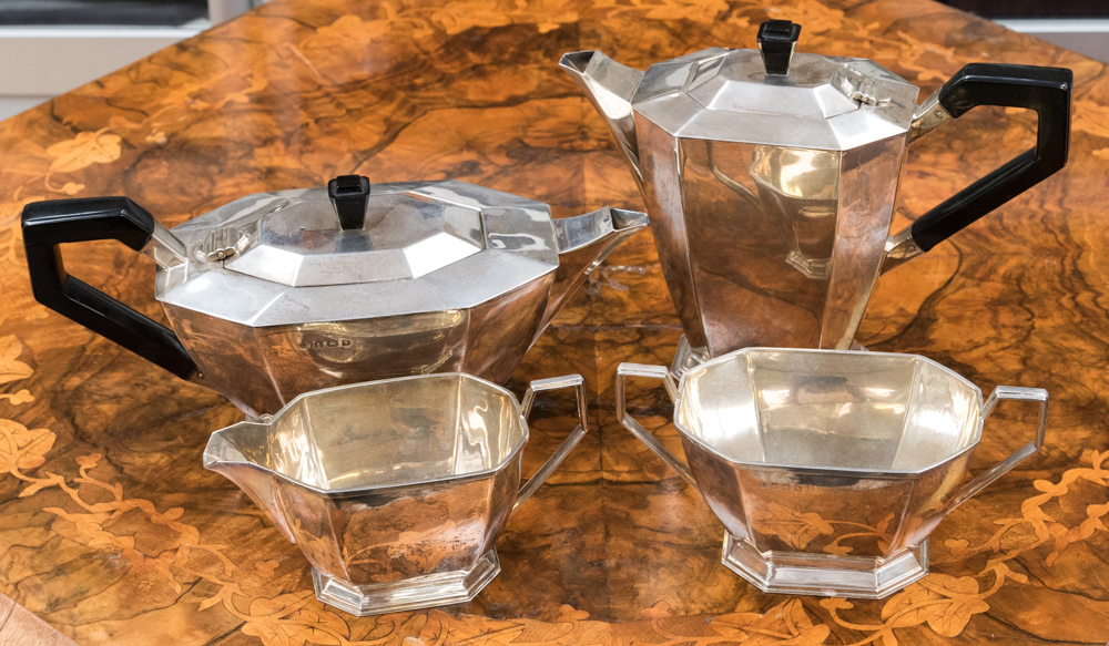 A four piece Elkington silver tea set, Birmingham probably 1921,