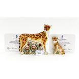 Royal Crown Derby Cheetah, limited edition 505/950, with certificate, with Cheetah Cub,