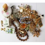 A collection of costume jewellery, including paste, filigree,