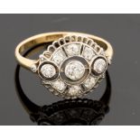 An Art Deco design diamond cluster ring,