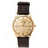 Omega, a circa 1960's gentleman's Omega yellow metal wristwatch,