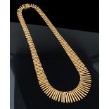 An 18ct two colour gold Italian fringe necklace, the graduating tubular,