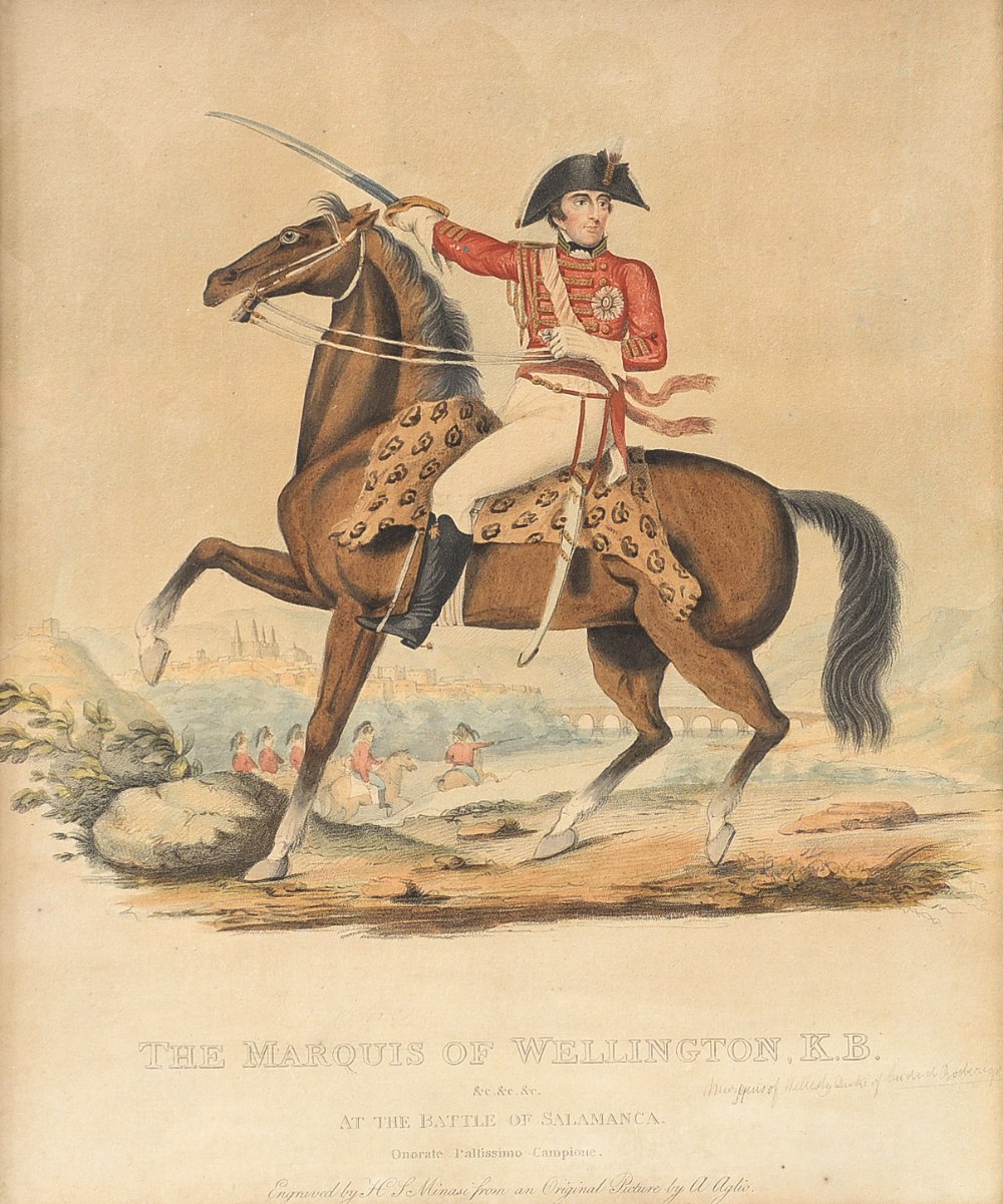 Napoleonic Wars interest: late-Georgian British hand-coloured stipple engraved portrait of the 1st