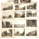 A collection of fourteen late-Georgian aquatint etchings with exceptional hand-colouring,