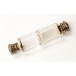 A 19th Century colourless glass double ended scent bottle,