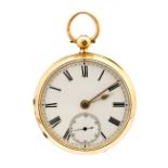 F. Stubbs of Loughborough, an 18ct gold open faced keywind pocket watch, 4.