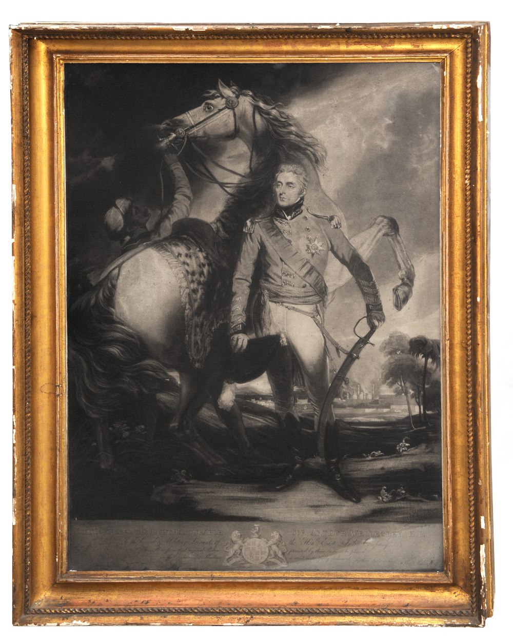 Napoleonic Wars interest: A very large Georgian English mezzotint portrait of Arthur Wellesley