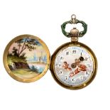 A 19th Century Continental silver gilt enamelled pocket watch,