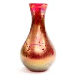 Royal Brierley, a Studio range glass vase of flared neck baluster form, red iridescent glass, 23.