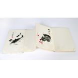 Studio of Qi Baishi (1863-1957): an album of 22 coloured woodblock prints; studies of flowers,