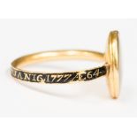 A George III yellow gold mourning ring,