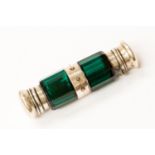 A 19th Century green glass double ended scent bottle,