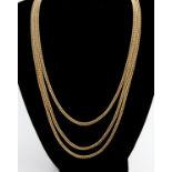 A Victorian 9ct gold keep chain, approximately 60 inches long,