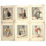 WITHDRAWN 18th-century fashion interest: A collection of 6 soft-ground etchings on laid/chain-line..