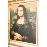 A large oil on board, after the Mona Lisa, gilt framed,