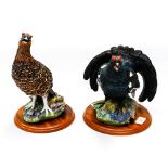 A pair of Border Fine Arts game birds, Red Grouse and Blackcock,