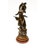 Bronzed spelter figure of Lady signed 'Kossowaski'