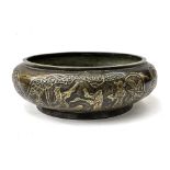 A large bronze bowl 9" diameter