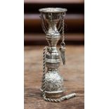 A Far Eastern silver miniature model of a shish pipe, 14 cm high approx, 3.