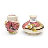 Moorcroft pink magnolia pattern ginger jar and vase (2)