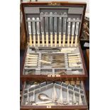 A mahogany cased canteen of cutlery, having six place settings,