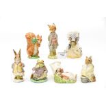 A collection of Beatrix Potter Beswick figures to include: Chippy Hackee; Mr Benjamin Bunny (90);