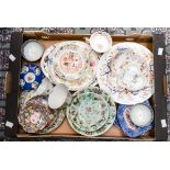 A collection of 18th Century and later Chinese ceramics including tea bowls, famille rose,