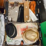 A box of men's shirts - men's collars (1930s), bow ties, men's studs, stud boxes, napkin set,