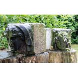 A pair of Victorian carved faces, limestone,