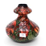 A Moorcroft Double Gourd in the 'Flambe Mandarin' pattern, designed by Kerry Goodwin,
