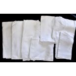 A quantity of white table linen, cloths,