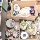 Three boxes of assorted ceramics, including Harrods Stilton dome, wash jug and bowl,