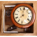 A 19th Century wall clock with weight and pendulum,