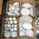 A Minton 'Haddon Hall' full dinner service, including twelve saucers, thirteen plates,