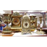 Two brass mantle clocks,