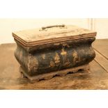 A 19th Century Chinoiserie lacquered metal and wood tea caddy,